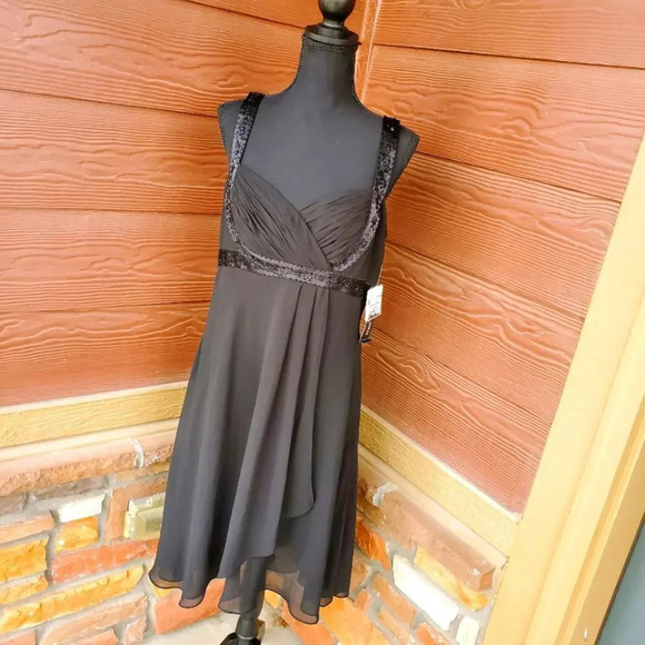 NWT JONES WEAR DRESS WOMEN'S SIZE 12 BLACK BEADED SWEETHEART NECKLINE - Picture 1 of 10